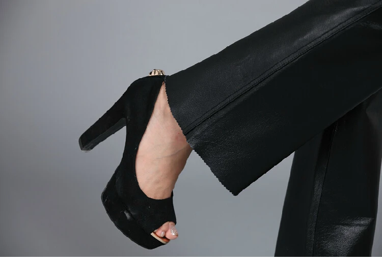 2020 модные женские брюки из овечьей кожи облегающие повседневные кожаные костюмы