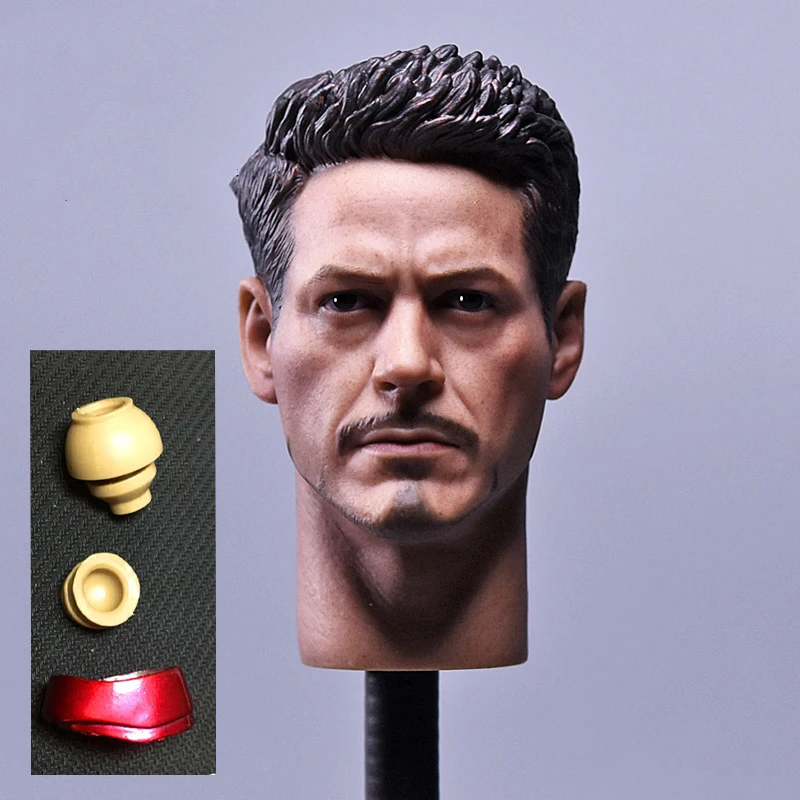 Модель 1/6 года: скульптурная голова Железного человека Тони Старка с красным воротником, подходит для мужчин 1" HT MK43 MK45