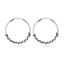 24 мм Цыганский родовой этнические серьги-кольца ручной работы, винтажные серебряные крутые большие бесконечные круглые серьги для женщин, ювелирное изделие