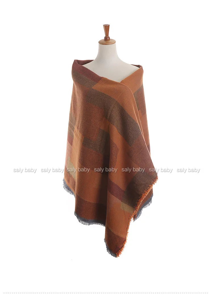 Новая модная женская клетчатая кашемировая шаль, шарф для девушек, зимний плотный теплый кашемировый шарф с геометрическим рисунком, брендовый высококачественный шарф