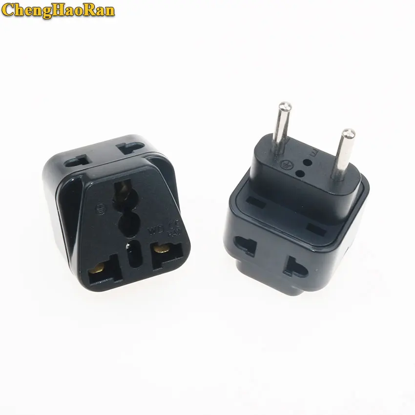 

ChengHaoRan Electric Plug Universal Travel Socket 1 to 2 UK/US/EU/AU Outlet to EU/Brazil/Israel Splitter Plug Adapter Charger