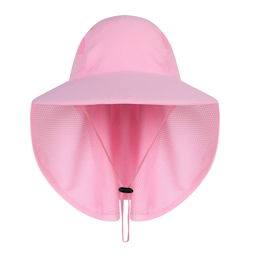 Sun Caps Flap Hats 360 degree Solar UV Protection Sun Hat Summer Men Women Sun Visor Cap Folding Removable Neck Face Mask Head - Цвет: Pink