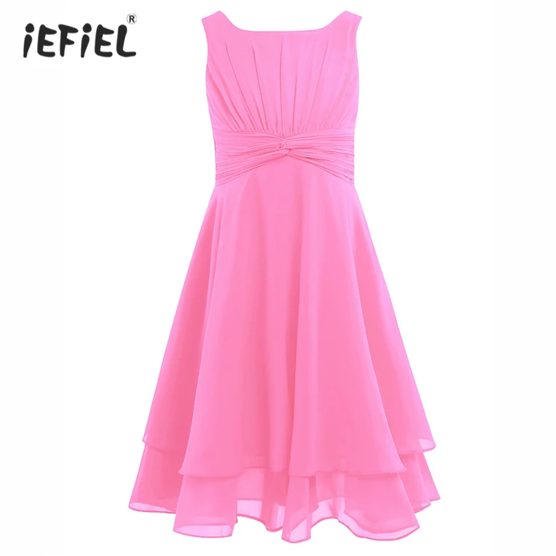 

Chiffon Flower Girl Dress Children Kids Beautiful Sleeveless Wedding Party Dress Girl Formal Party Pageant Long Princess Dresses