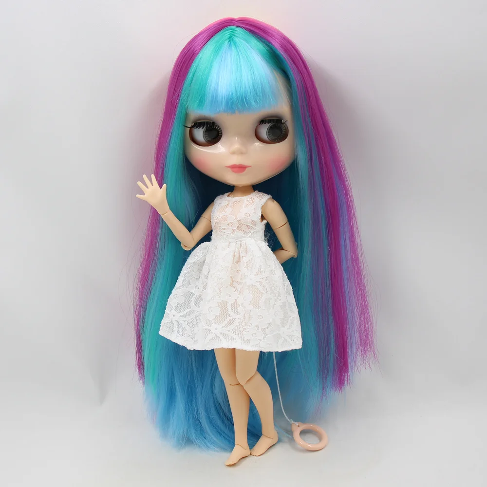 Ледяной DBS Blyth кукольные Разноцветные длинные прямые волосы с челкой натуральную