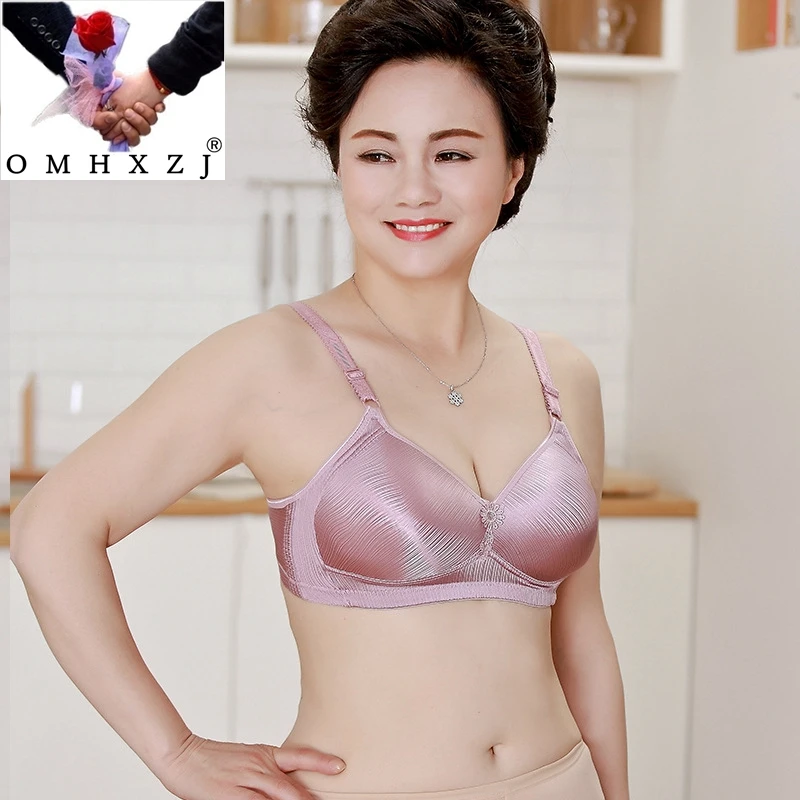 

OMHXZJ Wholesale Fashion Middle Age Women Grandmother Gift Wireless Plus Size BCD Adjustable Cotton Thin Comfortable Bra NY16