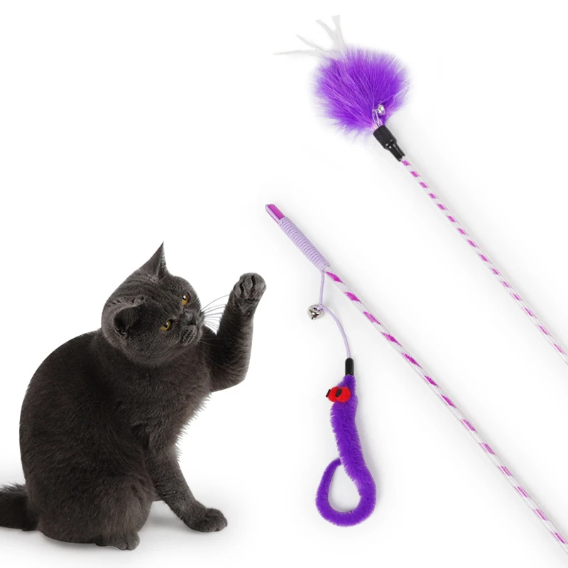 Hellomoon Candy colored Stripes Funny Cat Stick Plastic Pet Funny Cat