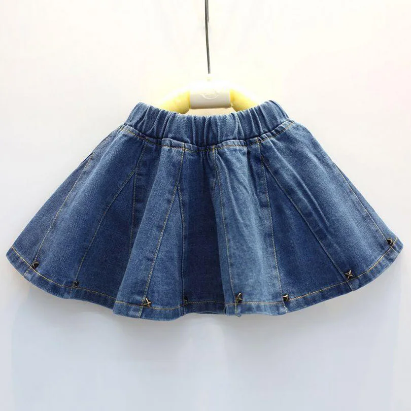 

Girls Skirts 2020 Baby Girls Denim Skirt Toddler Children Jean Skirt Summer Style Cute Infant Child Kids Rivet Skirts Children