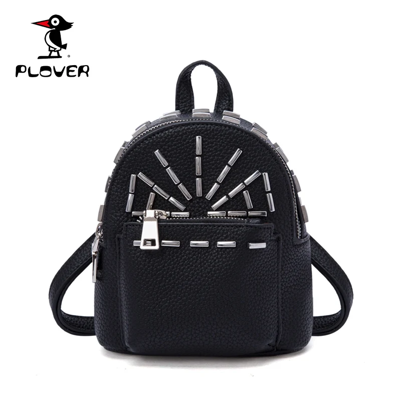 PLOVER Mini Backpack Women Split Leather Female Ba...