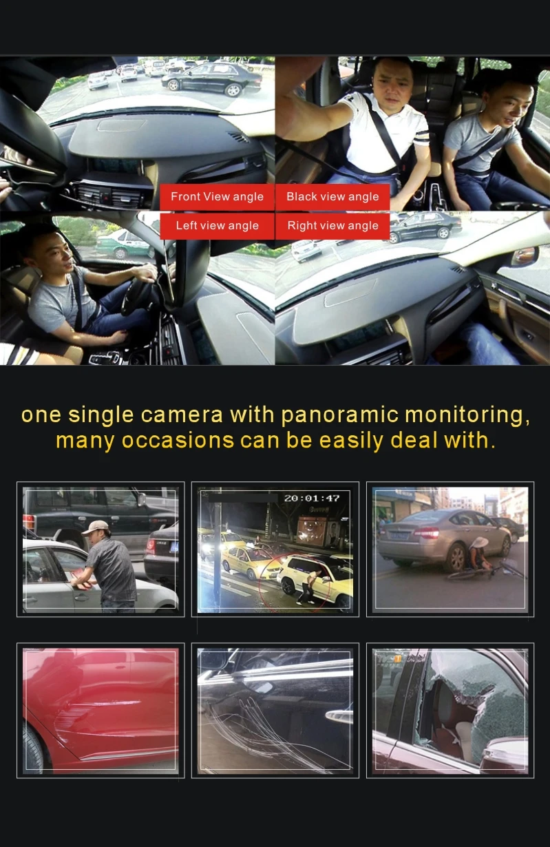 panoramic monitoring system car dvr rearview mirror camera dashcam recorder6