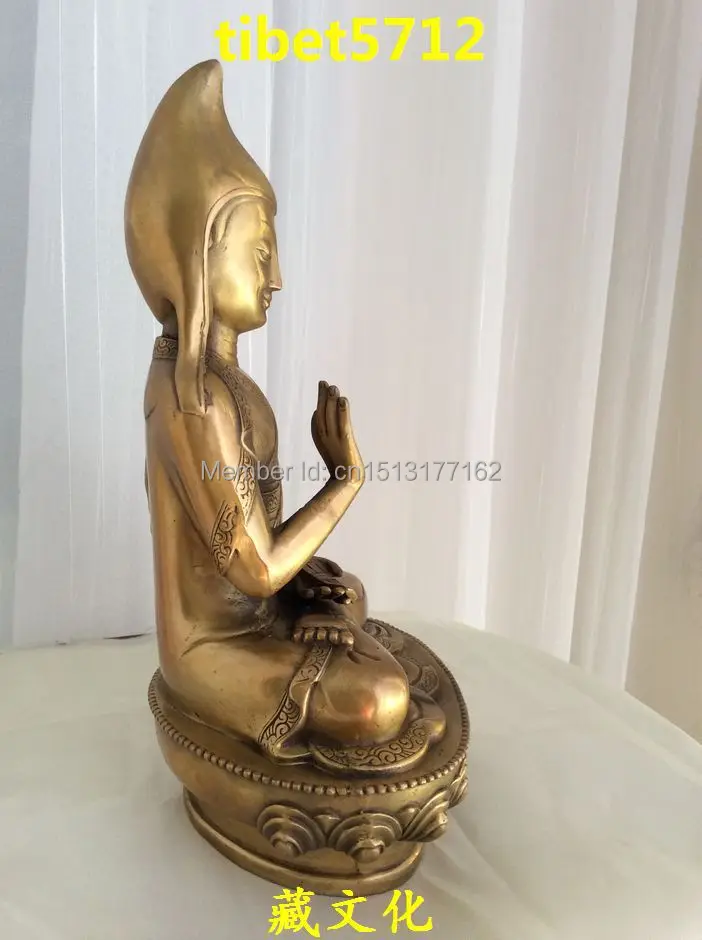 Ibetan буддийская из бронзы LA MA Будда, статуя Будды цонгхапа 20 см 1,2 кг бронзовая отделка Будда целебная статуя