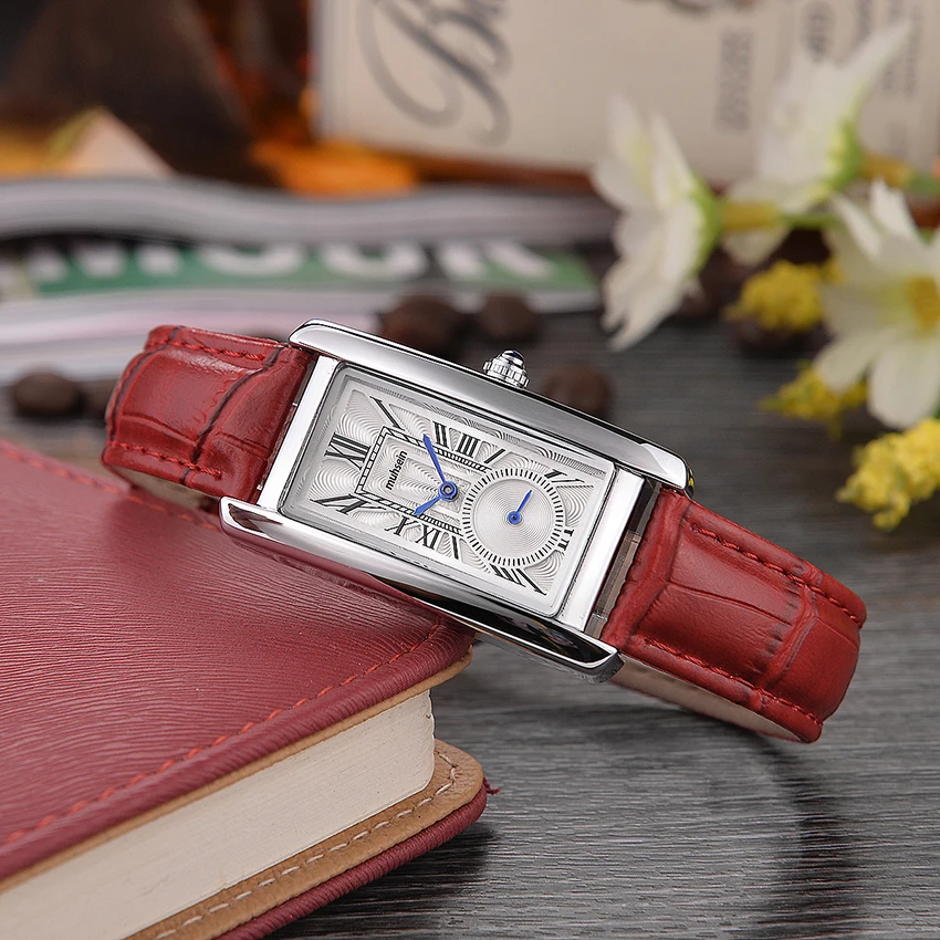 Prix 2018 mode d affaires Décontractée distingué montre à quartz étanche montre rectangulaire de mode dames montre bracelet en cuir