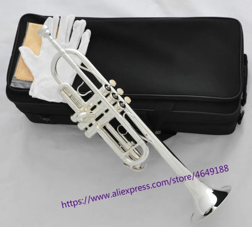 

Prof Brand new Silver Plated C Key Trumpet Horn With Case Mouthpiece