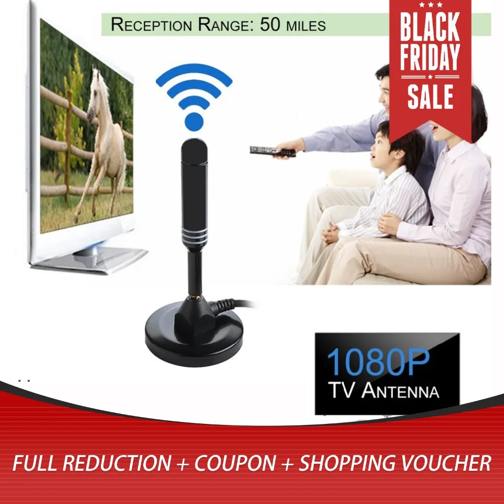 1080P 50 Miles Range High Gain HDTV Antenna TV Antenna Indoor Signal Receiver Aerial Booster Televison Receivers