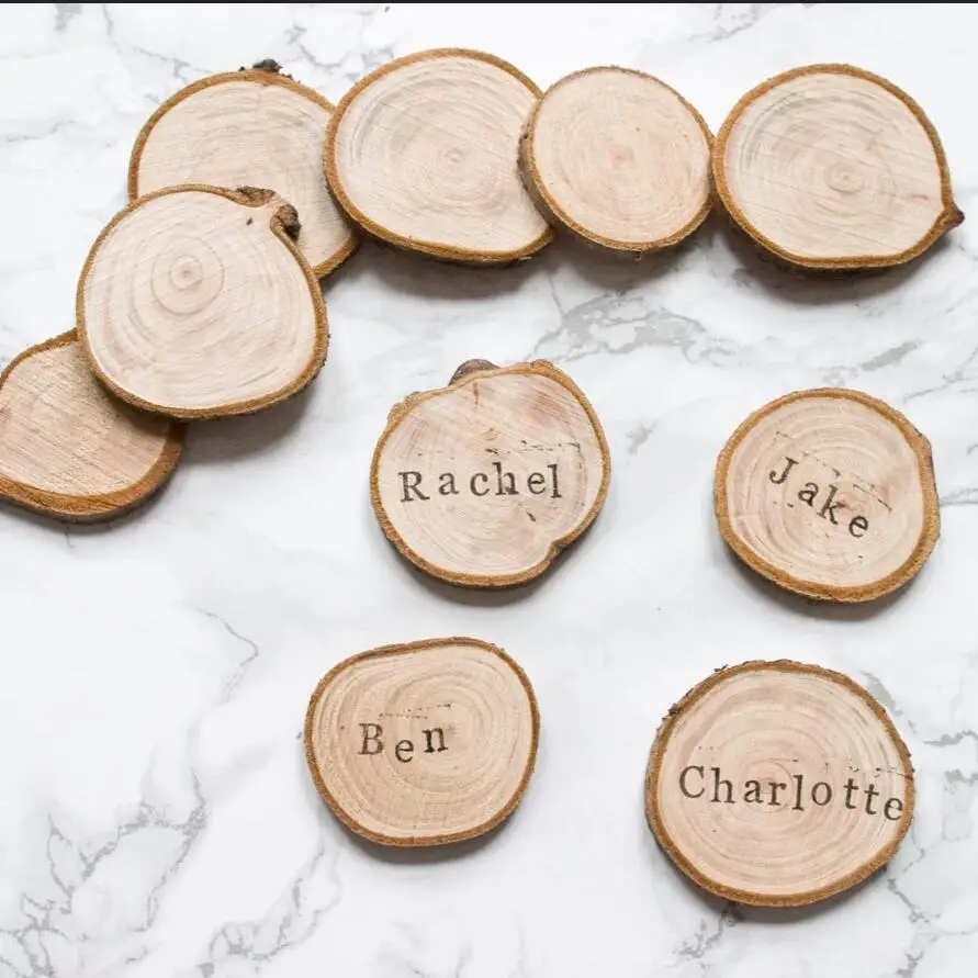 

Personalised Wood Place Settings /Rustic Place Cards / Escort Cards / Wedding Favours /Wooden Place Cards / Woodland Table cards