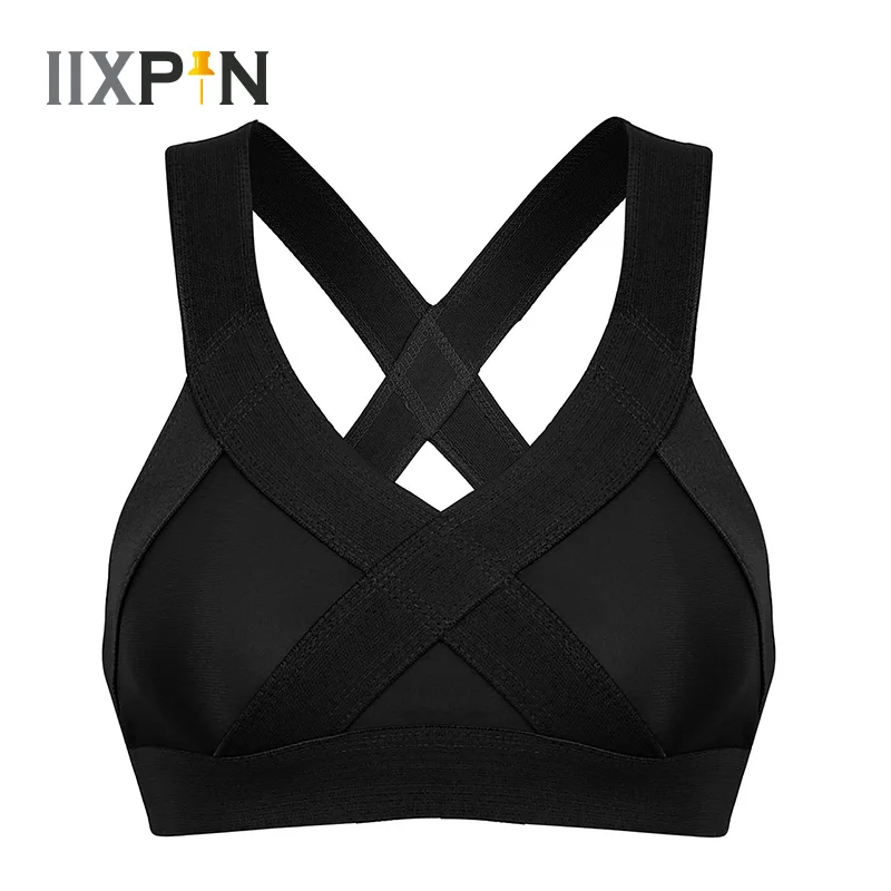 

YiZYiF Womens Ballet Leotards Bra Tops Dance Costume Sports Bra Criss Cross Back High Impact Support No Padded Wireless Yoga Bra