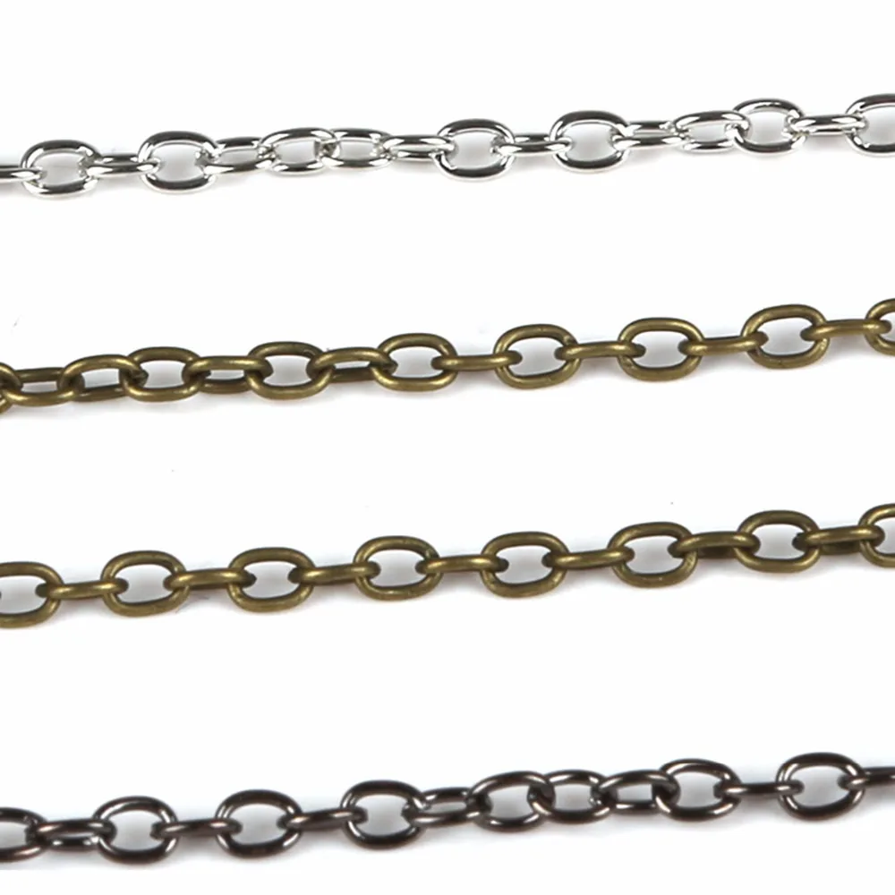 5m/lot 2X3mm/3x4mm Metal Iron Rolo Link Chains Extension Necklace Chains DIY For Brass Bulk Chain Jewelry Findings Accessories