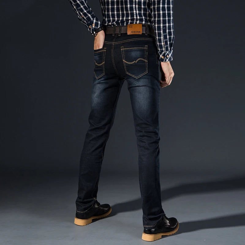

New four seasons Long Pencil Pants Casual Slim Jeans Mens Brands Fit Slim Trousers Elastic Waist Male Pantalones