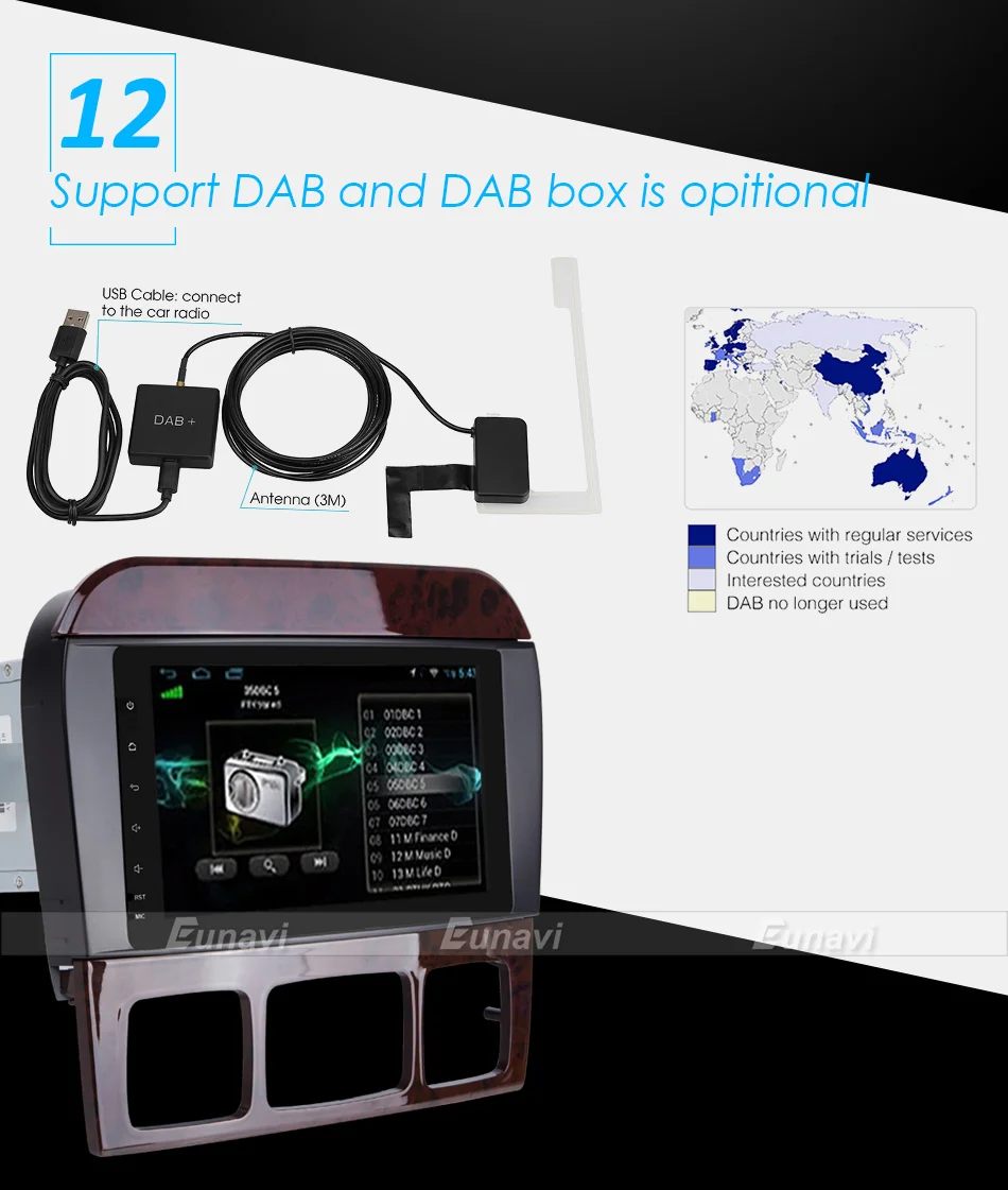 Top Eunavi 4 Core 2 Din Android 7.1 Car Radio Stereo Player GPS Navigation For Mercedes-Benz S-Class W220 CL-Class W215 Bluetooth 18