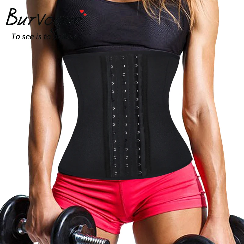 

Burvogue Waist Trainer Hot Shapers Sweat Sauna Neoprene Body Shaper Slimming Belt Shapewear 4 Steel Boned Underbust Corset Sexy