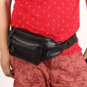 

2020 New Men Waist Bag PU Leather Waist Packs Casual Travel Phone Coin Purse Over Shoulder Bags Man Carteira Masculina