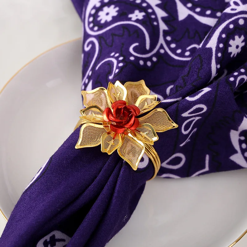 

12PCS metal alloy napkin ring flower napkin ring wedding jewelry