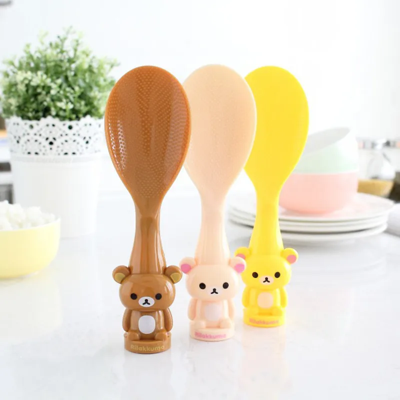 

Cartoon Bear Rice Spoon Non Stick Rice Paddle Can Stand Cute Lovely Meal Spoon Scoop Kitchen Supplies A