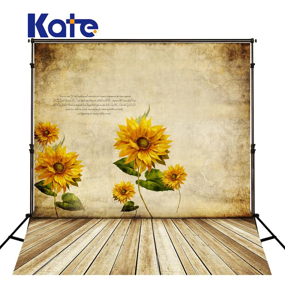 

200Cm*150Cm Backgrounds Sunflower Mural Alphabetical Wood Flooring Photography Backdrops Photo Lk 1314