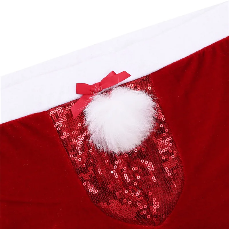 Новогоднее мужское красное рождественское нижнее белье, бархатные Блестящие Блестки с выпуклой сумкой, рождественские праздничные боксеры, шорты, сексуальные мужские трусы
