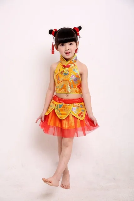  Children's martial arts performance clothing festival Chinese knot costumes kindergarten handkerchi