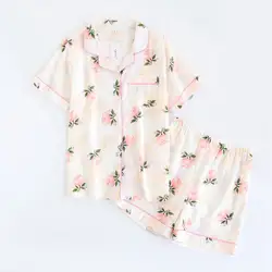 Новые пижамы для женщин, весна-лето, с короткими рукавами, с цветочным рисунком, пижамы для девочек, Женская домашняя одежда, 2 предмета