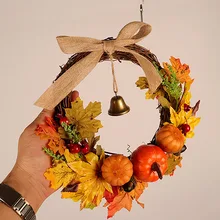Венок Осенний урожай кленовый лист Тыква передняя дверь венок входная дверь домашний декор вечерние принадлежности 30 см