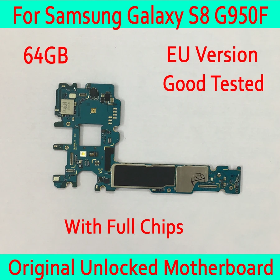 

For Samsung Galaxy S8 G950F Original unlocked Motherboard 64GB,with Android System EU Version for Galaxy S8 G950F Logic boards