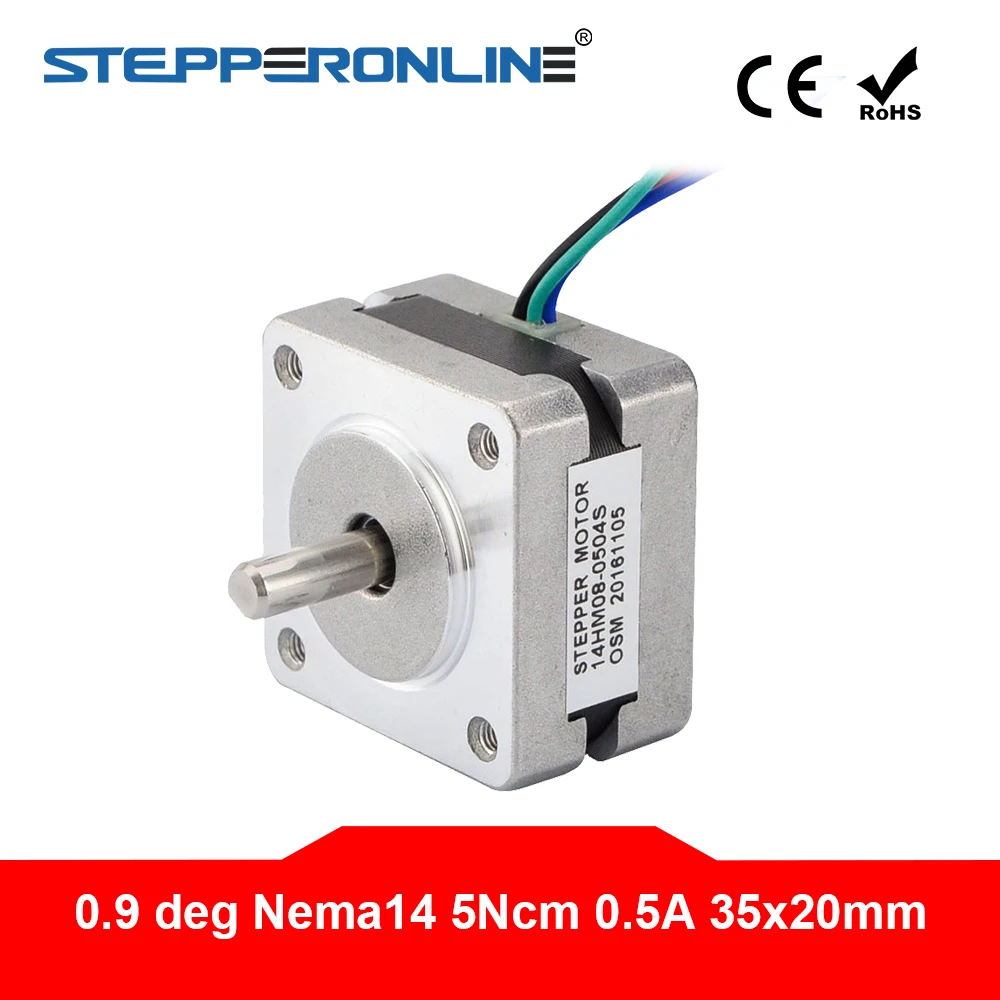 Шаговый двигатель Nema 14 0 9deg 4 свинцовый 5Ncm (7 08 унций. Дюйм) 5a 35x35x20 мм для DIY ЧПУ 3D