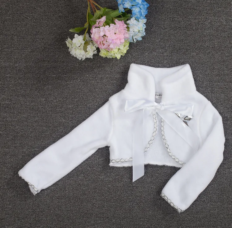 Winter Baby Girls Warm Flannel Snowflake Cotton wool Coat Short Opera Cape Faux Fur White Cardigan Kids Children Clothing Cute (3)