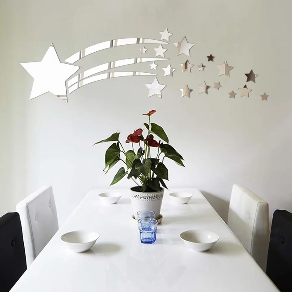

Acrylic star shape Wall Sticker Gold/Silver/Black Modern Mirror Removable Decal Art Mural Wall Sticker Home Room DIY Decor &s