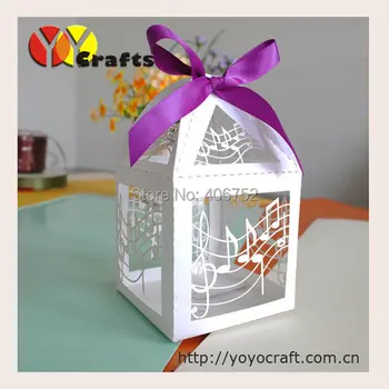 

Music theme hot sale white laser cut wedding cake favor box
