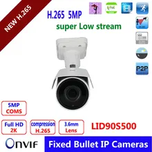 5.0MP Realtime record ,Bullet IP Camera With POE,1/1.8″ SONY Low Illumination, Outdoor Waterproof IP66,P2P Onvif Phone View