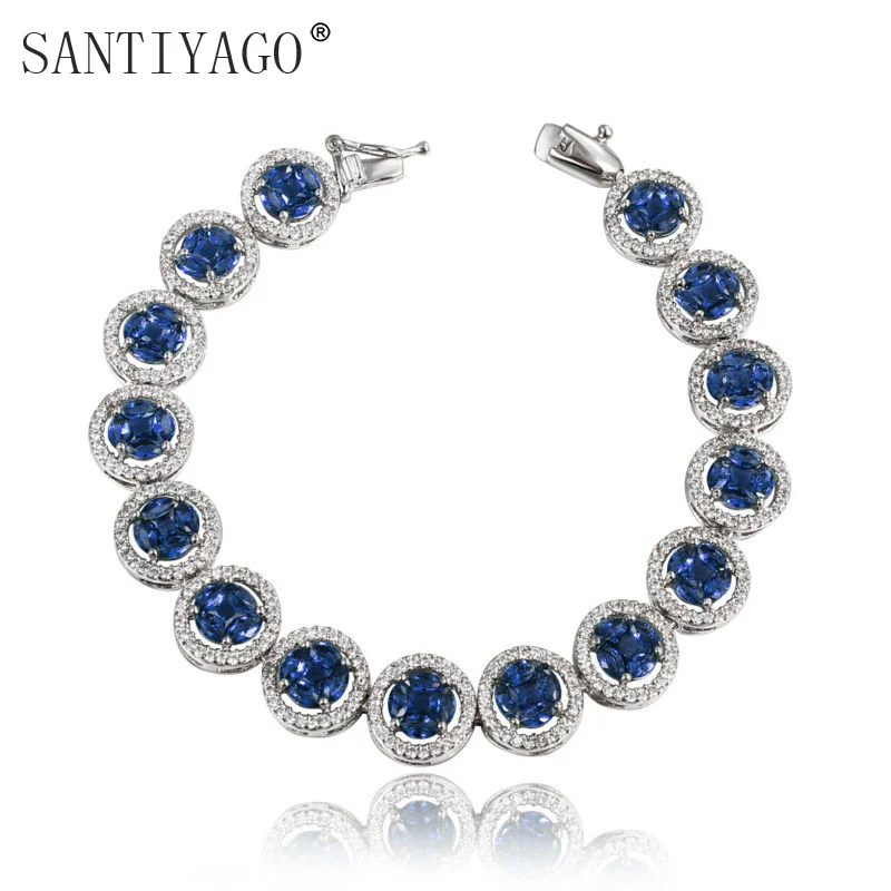 

Fashion boutique jewelry copper plating white gold bracelet with 4 kinds of zircon colors Wedding Jewelry Bracelet Women
