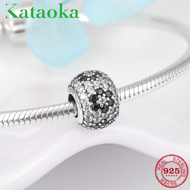 

New 925 Sterling Silver Sparkling clear zircon flower beads Fit Original Pandora Charm Bracelet Jewelry making 2018