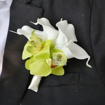 

Artificial Corsage Suit Accessories Decoration Bridesmaid Wedding Groom Groomsman Boutonnieres Calla Pin Brooch
