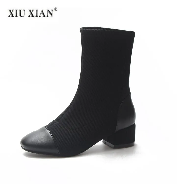 

2018 High Heel Boots Winter Shoes Women Leather Boots Women Luxury Shoes Woman Designers Fur Booties Flock Fashion Comfortable