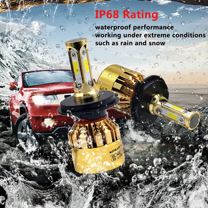 H7 LED H4 H1 H11 Car Headlight Bulbs S500 Golden Chrome Luxury Version H8 H9 H3 HB3 HB4 881 Auto Fog Light Bulb 6500k 72W 8000LM