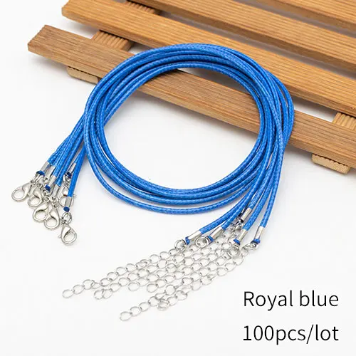 18 дюймов 2,0 мм черное ожерелье шнур для подвески с застежкой омар оптом для DIY изготовления ювелирных изделий браслет веревка 100 шт./лот - Цвет: Royal bule  100pcs