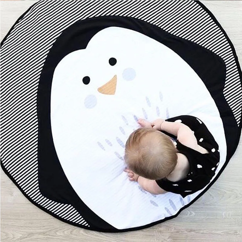 95 см детские коврики для игр круглый ковер коврик хлопок Пингвин ползает одеяло пол ковер игрушки INS украшение комнаты