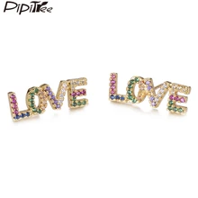 Pipitree AAA CZ Циркон Любовь серьги с буквой для женщин любителей Свадебные украшения австрийский кристалл серьги гвоздики