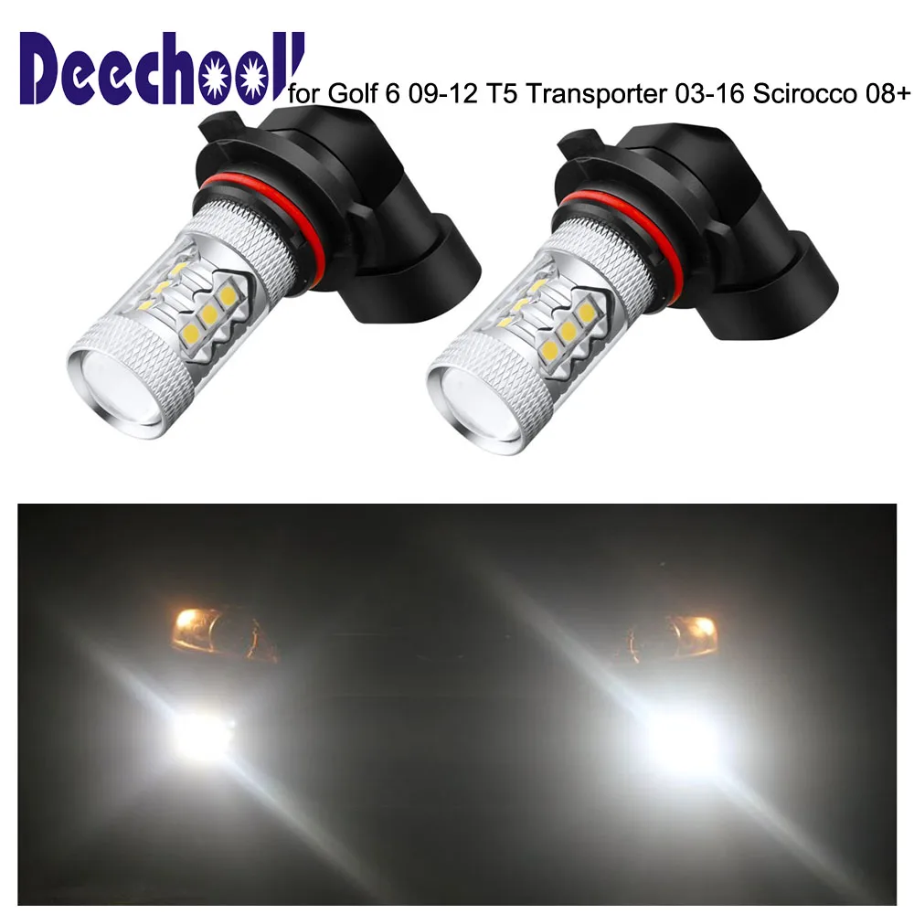 deechooll 2pcs LED Fog Light for VW Golf 6 MK6 09 12 T5 Transporter 03 ...