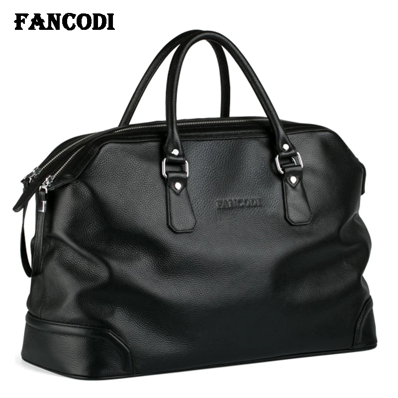 Luxury Men Genuine Leather Travel Bag Luggage Bag Men Leather Duffle Bags Shoulder Bag Overnight Male Tote Black - Travel Tote - AliExpress