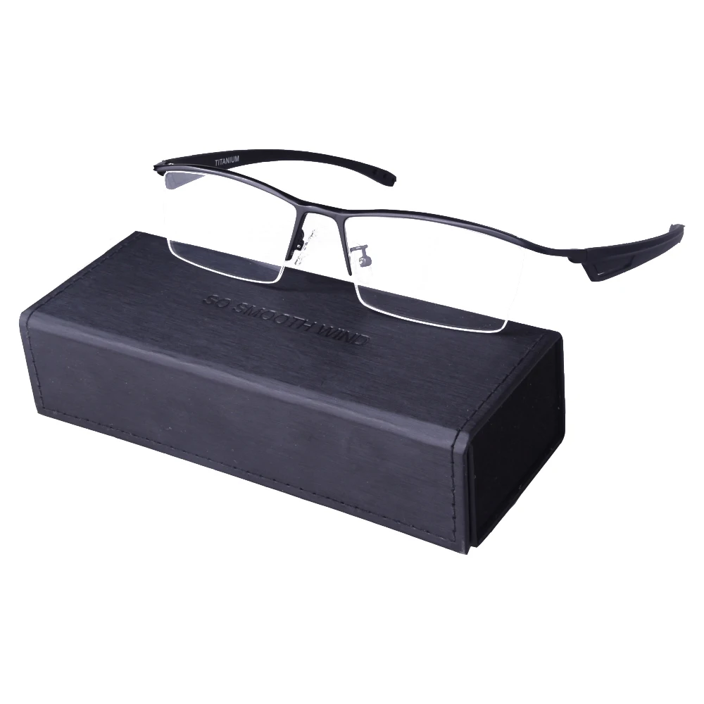 

Pure Titanium Eyeglasses Oversized Semi-Rim Glasses Frame Men Reading Optical Prescription Spectacles Male Oculos De Grau