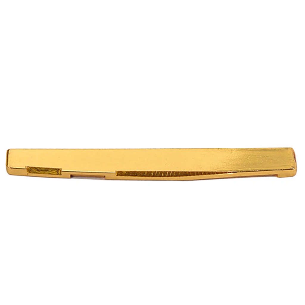 Tooyful Practical Slotted Copper Bridge Saddle 76mm for 6-strings Acoustic Guitar Replacement Part