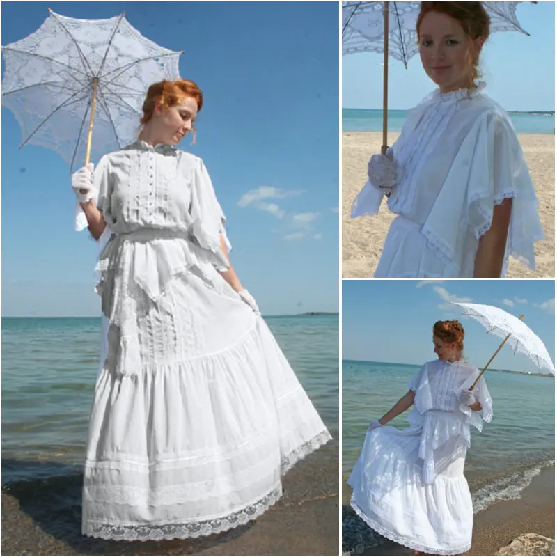 

Historical!Customer-made White Victorian dress 1860s Civil war Dress Theater Costume Halloween dress Renaissance Dress V-480